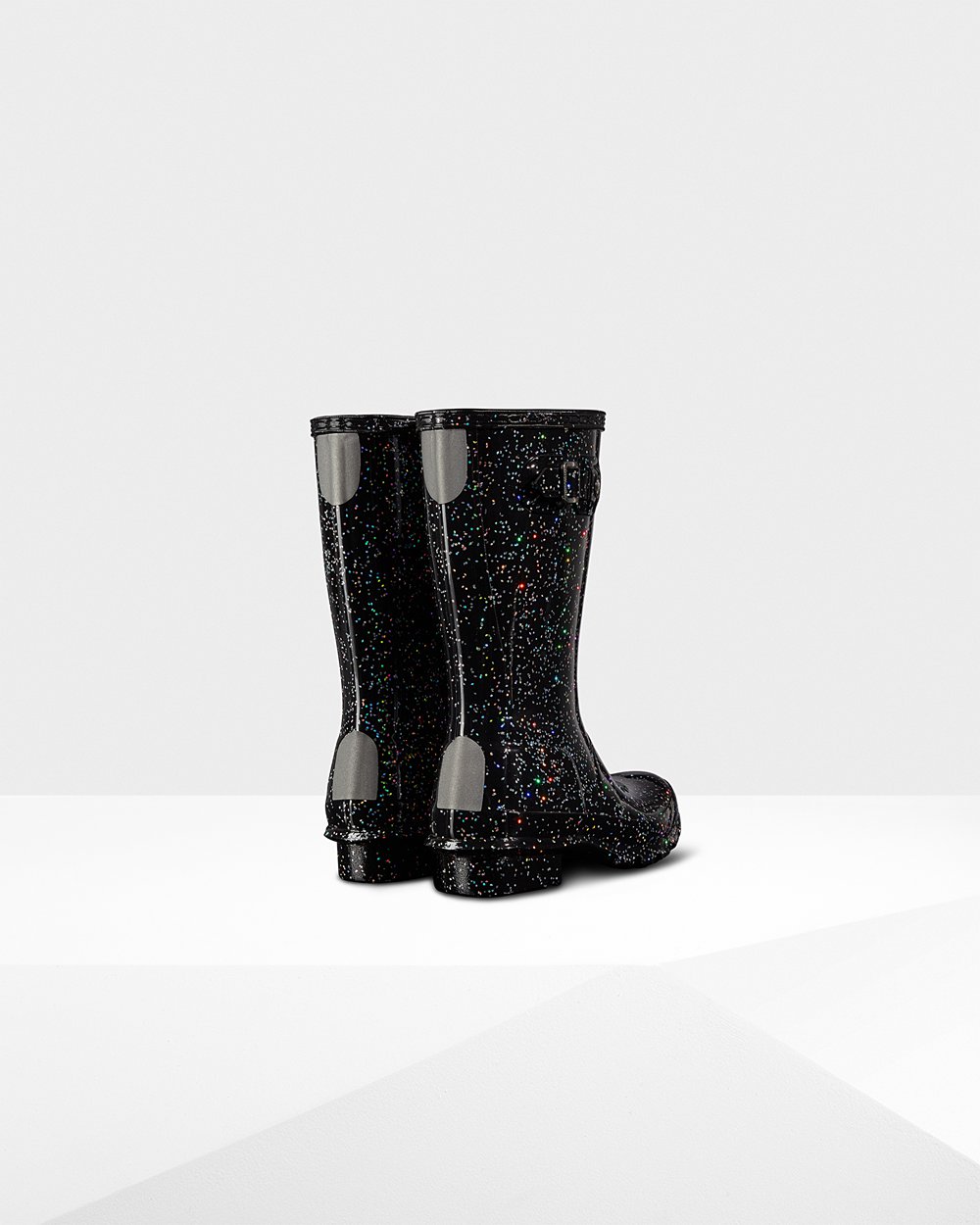 hunter black glitter rain boots